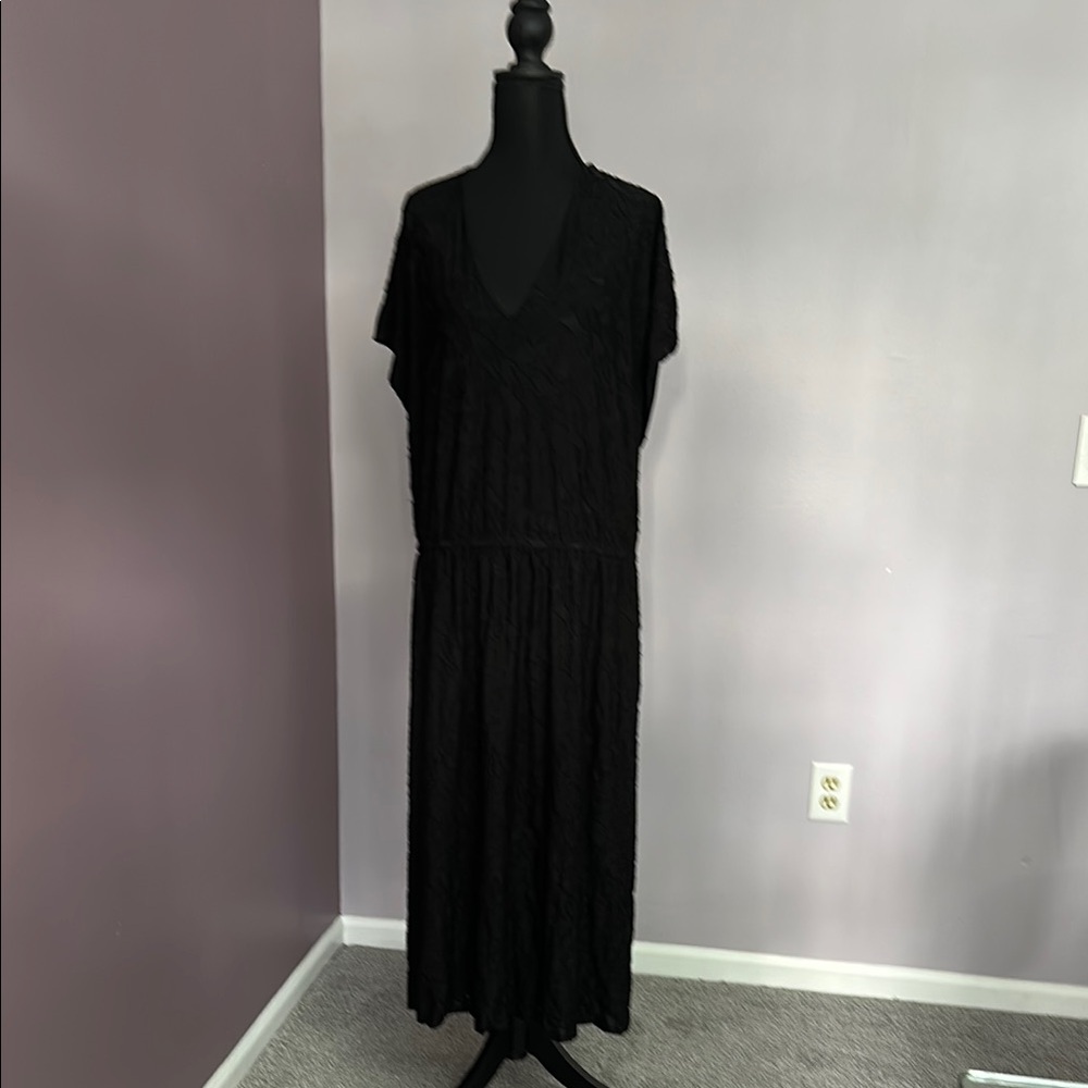 Lane Bryant Black Casual V-Neck Maxi Sundress